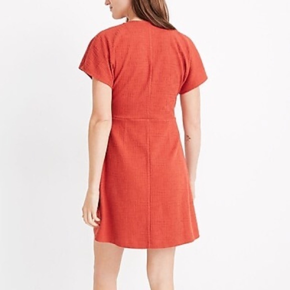 Madewell Cross Front Flutter Sleeve Mini Dress Etruscan Clay Sz S - Picture 2 of 12
